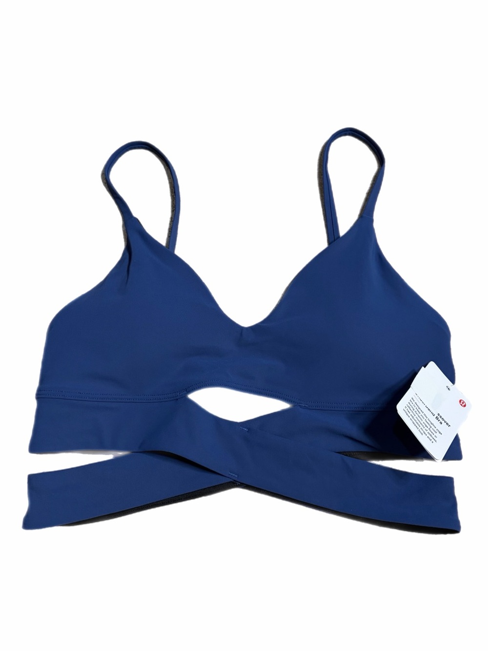 NWT Lululemon V-Neck Crossover Underband Longline Bra (Gatsby Blue) Size 4